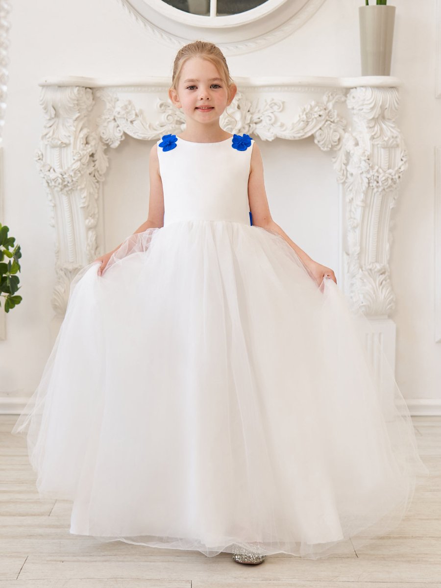 NumberSea - Ball - Gown/Princess 3d Flower Tulle Floor - length Ivory Flower Girl Dress