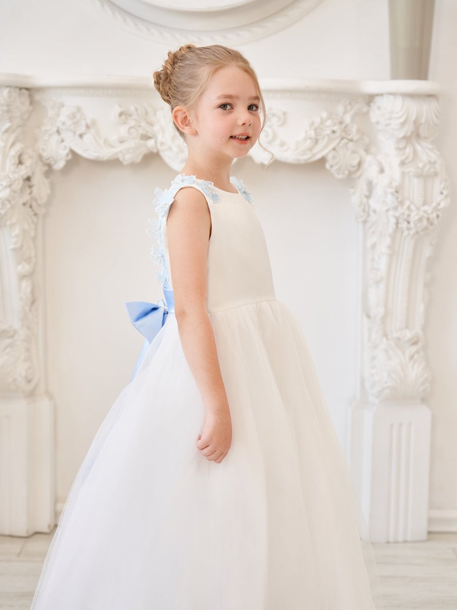 NumberSea - Ball - Gown/Princess 3d Flower Tulle Floor - length Ivory Flower Girl Dress