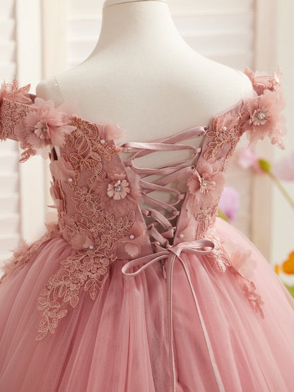 NumberSea - Ball - Gown/Princess Lace Sweep Train Pink Birthday Dress