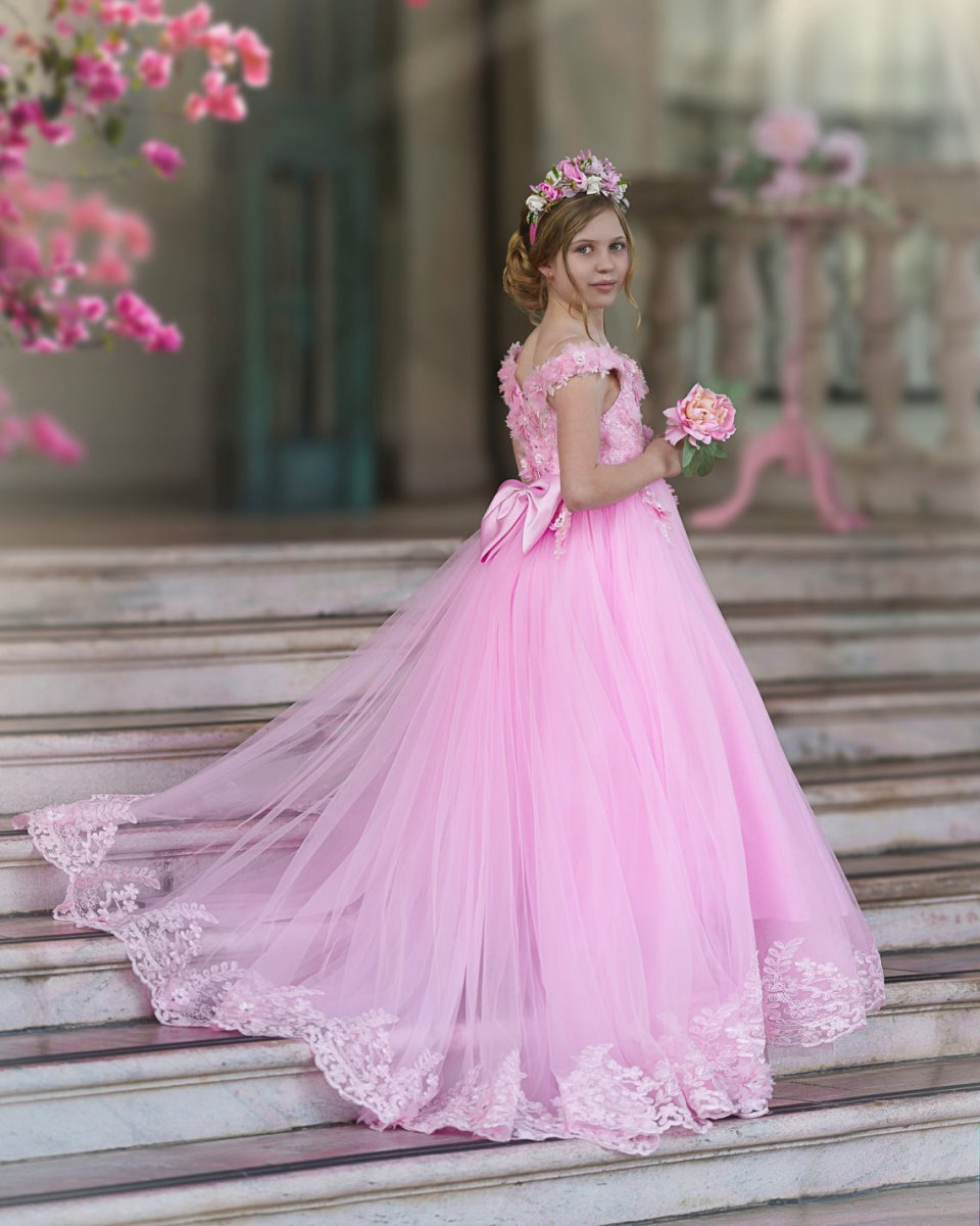 NumberSea - Ball - Gown/Princess Lace Sweep Train Pink Birthday Dress