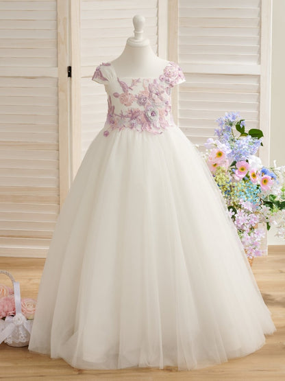 NumberSea - Ball - Gown/Princess Lace Tulle Floor - length Flower Girl Dress