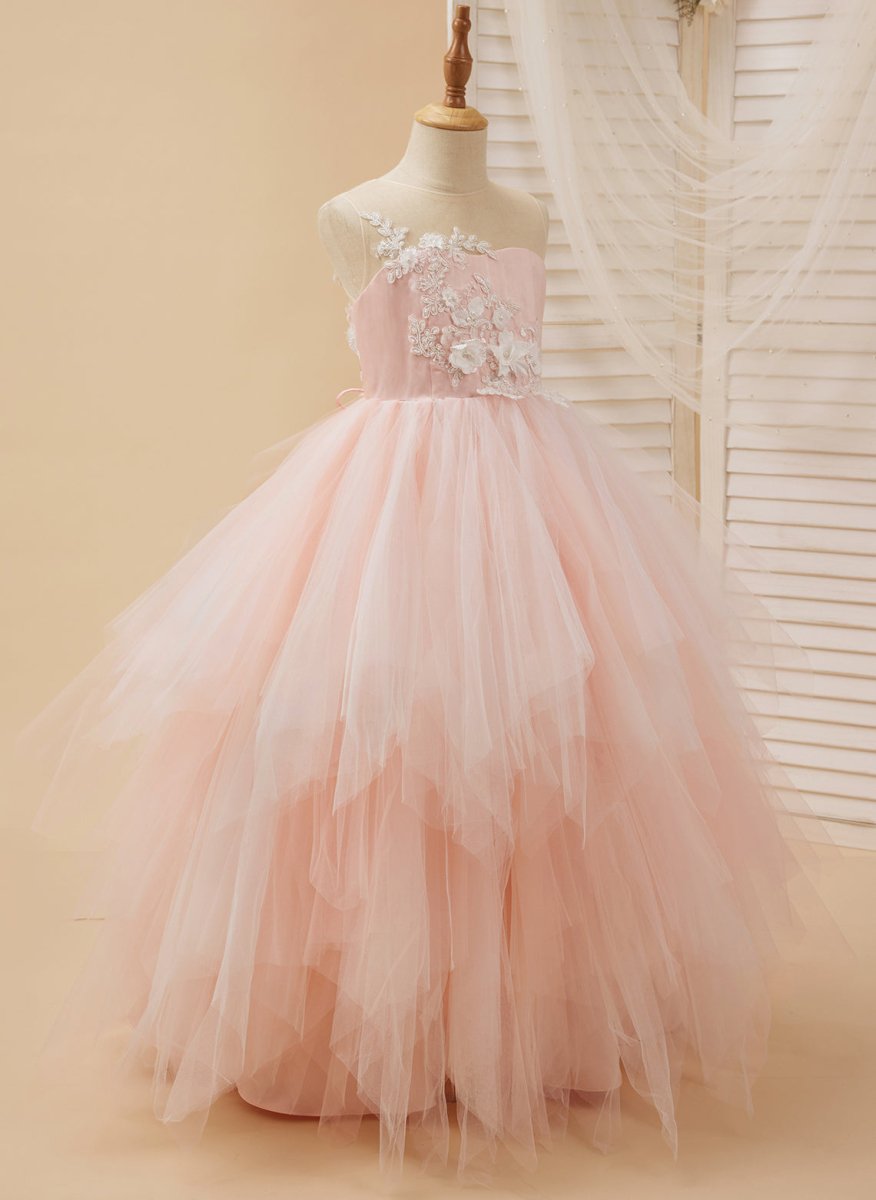 NumberSea - Ball - Gown/Princess Lace Tulle Floor - length Pink Dress (2003226757)