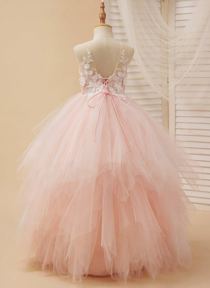 NumberSea - Ball - Gown/Princess Lace Tulle Floor - length Pink Dress (2003226757)