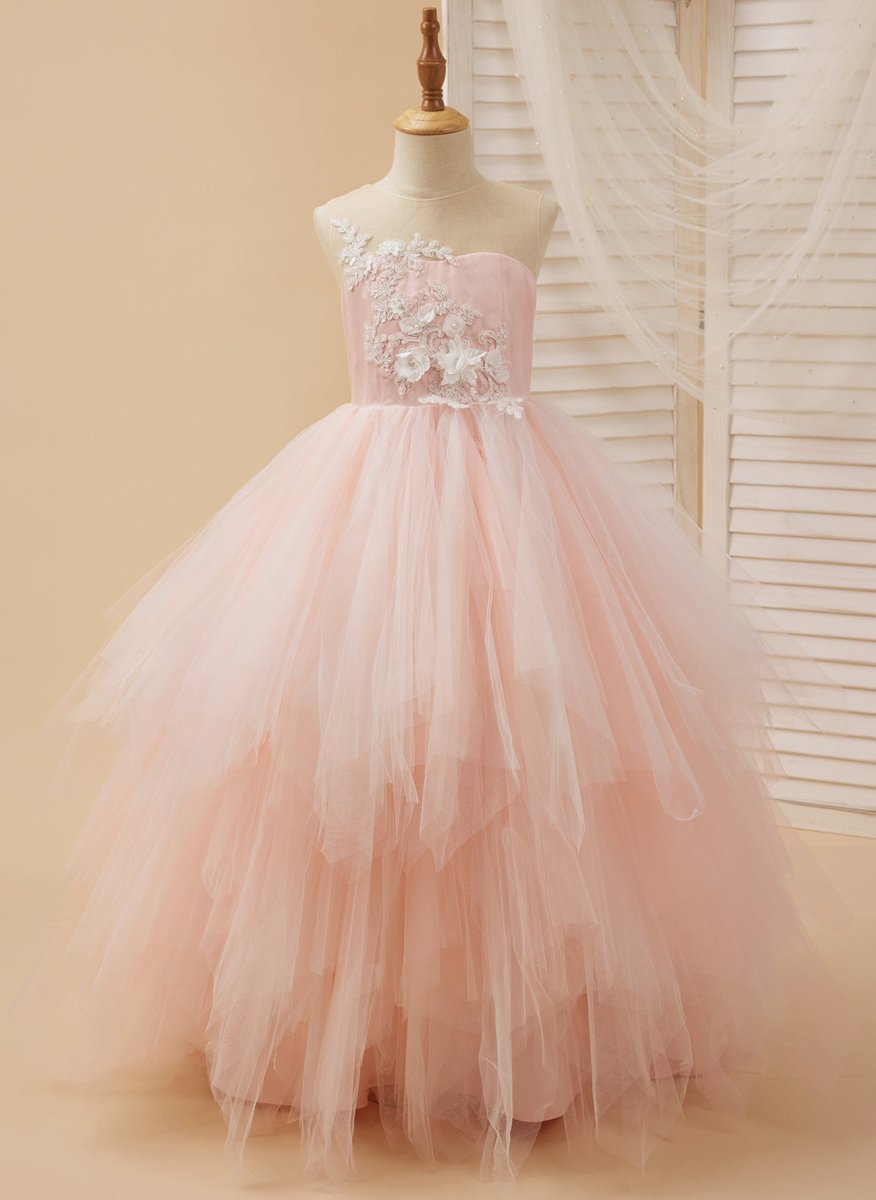 NumberSea - Ball - Gown/Princess Lace Tulle Floor - length Pink Dress (2003226757)