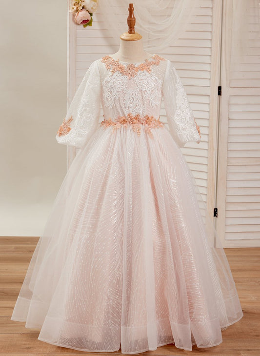 NumberSea - Ball - Gown/Princess Lace Tulle Floor - length Pink Dress (2003227890)