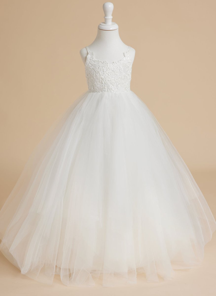 NumberSea - Ball - Gown/Princess Lace Tulle Floor - length White Dress (010145213)