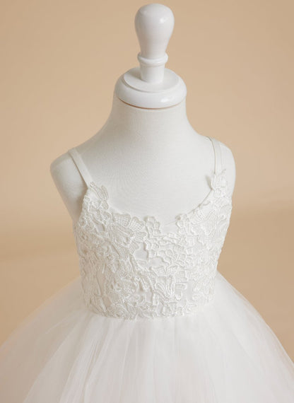 NumberSea - Ball - Gown/Princess Lace Tulle Floor - length White Dress (010145213)