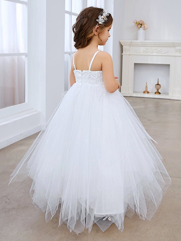 NumberSea - Ball - Gown/Princess Lace Tulle Floor - length White Dress (010145213)