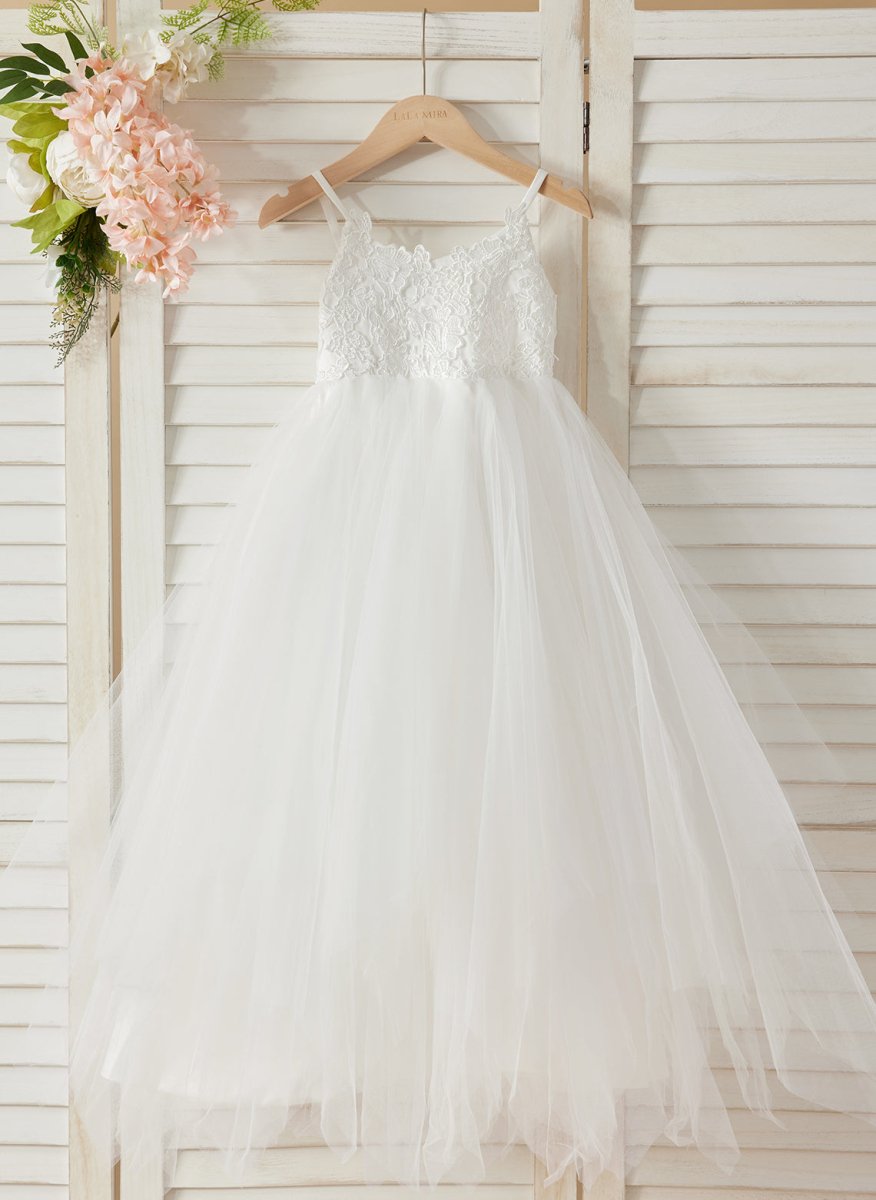 NumberSea - Ball - Gown/Princess Lace Tulle Floor - length White Dress (010145213)