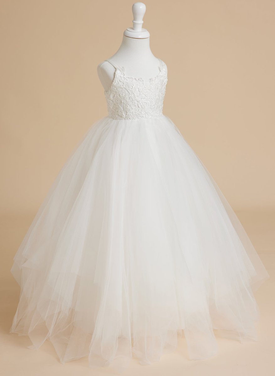 NumberSea - Ball - Gown/Princess Lace Tulle Floor - length White Dress (010145213)