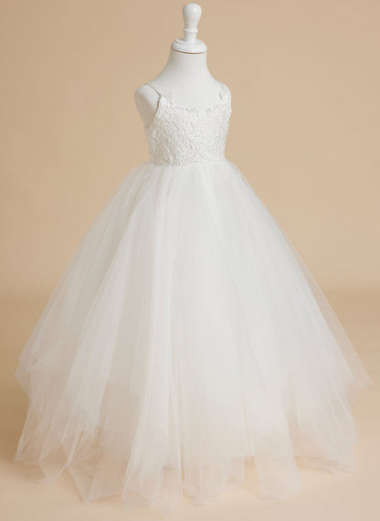 NumberSea - Ball - Gown/Princess Lace Tulle Floor - length White Dress (010145213)