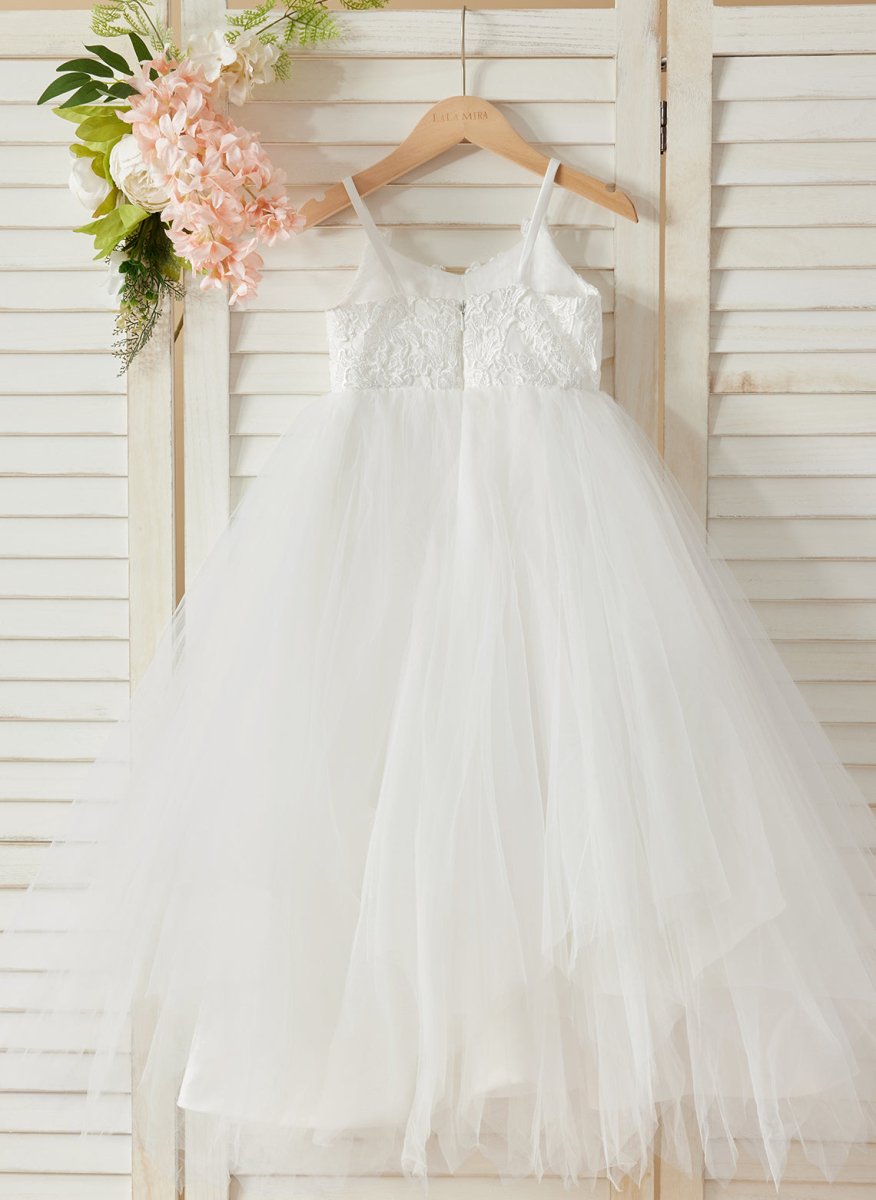 NumberSea - Ball - Gown/Princess Lace Tulle Floor - length White Dress (010145213)