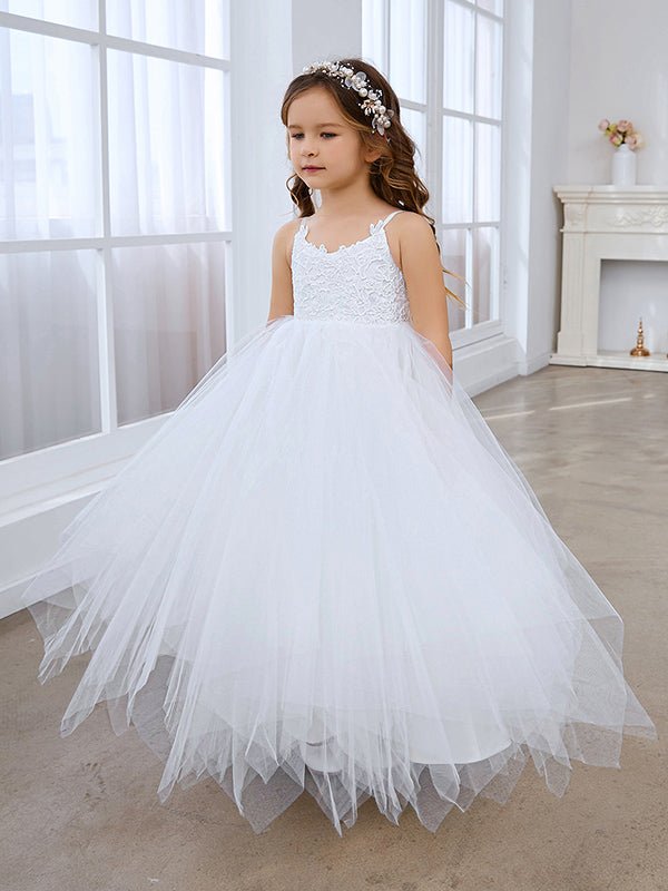 NumberSea - Ball - Gown/Princess Lace Tulle Floor - length White Dress (010145213)