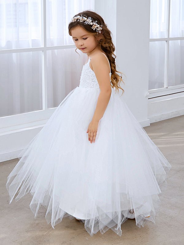 NumberSea - Ball - Gown/Princess Lace Tulle Floor - length White Dress (010145213)