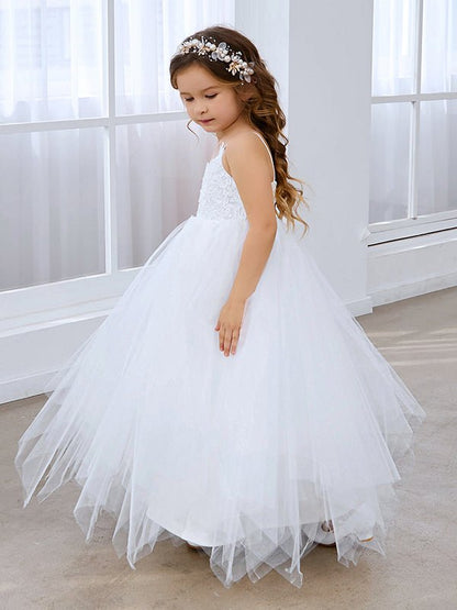 NumberSea - Ball - Gown/Princess Lace Tulle Floor - length White Dress (010145213)