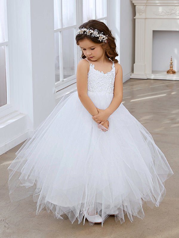 NumberSea - Ball - Gown/Princess Lace Tulle Floor - length White Dress (010145213)