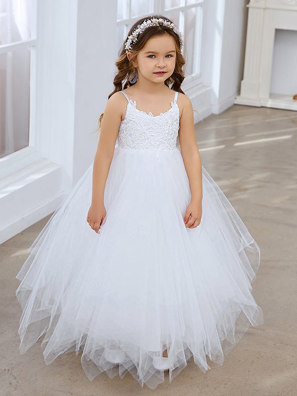 NumberSea - Ball - Gown/Princess Lace Tulle Floor - length White Dress (010145213)