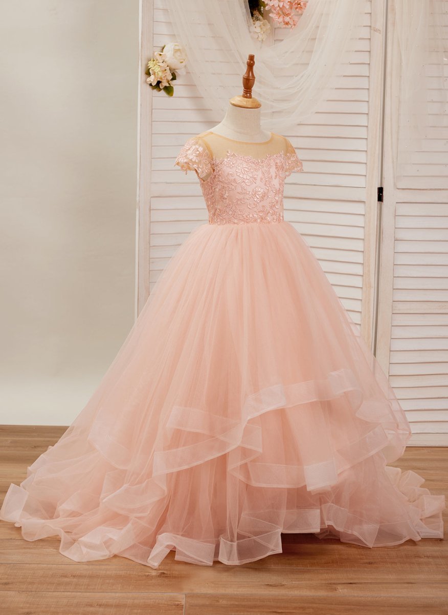 NumberSea - Ball - Gown/Princess Lace Tulle Sweep Train Pink Dress (2003226644)