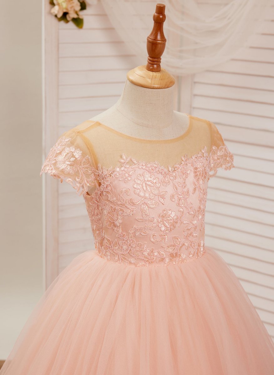 NumberSea - Ball - Gown/Princess Lace Tulle Sweep Train Pink Dress (2003226644)