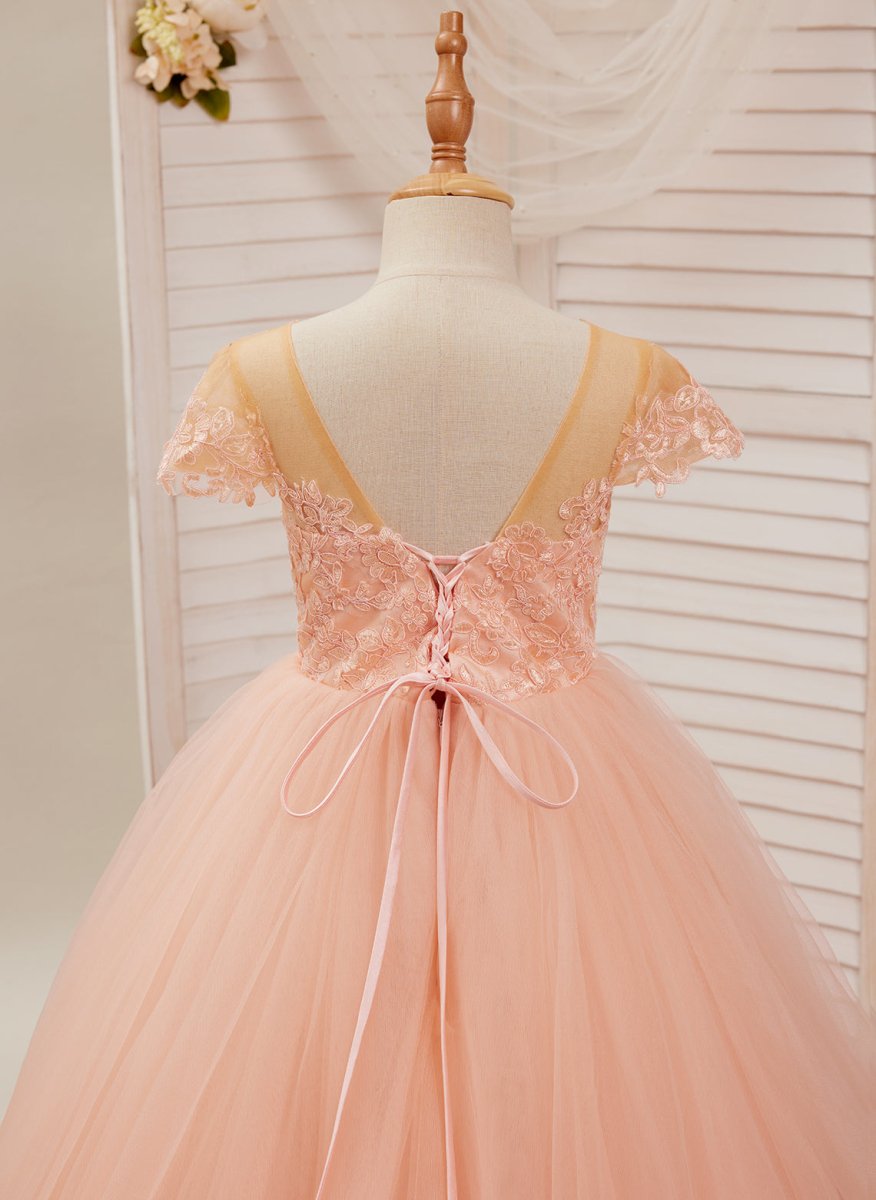 NumberSea - Ball - Gown/Princess Lace Tulle Sweep Train Pink Dress (2003226644)