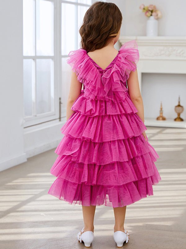 NumberSea - Ball - Gown/Princess Pink Sleeveless Tulle Flower Girl Dress with Ruffles