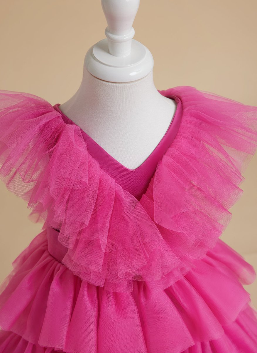 NumberSea - Ball - Gown/Princess Pink Sleeveless Tulle Flower Girl Dress with Ruffles