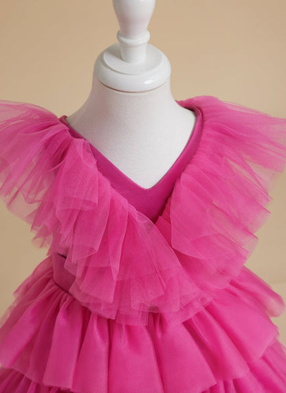 NumberSea - Ball - Gown/Princess Pink Sleeveless Tulle Flower Girl Dress with Ruffles