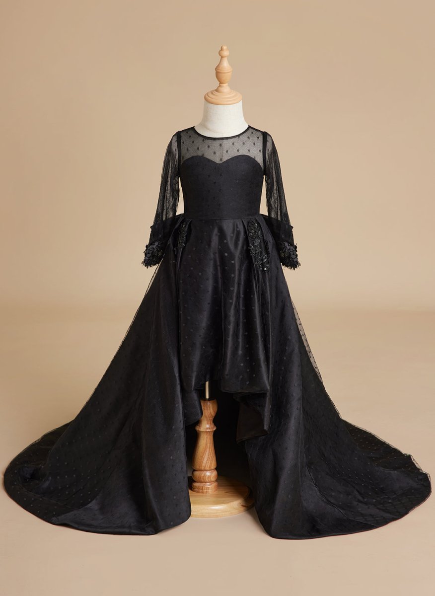 NumberSea - Ball - Gown/Princess Satin Sweep Train Black Dress