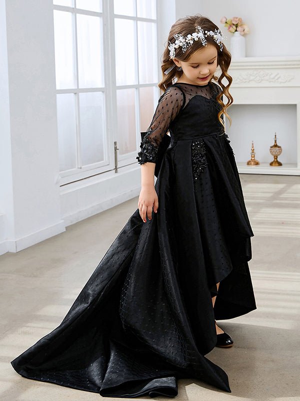 NumberSea - Ball - Gown/Princess Satin Sweep Train Black Dress