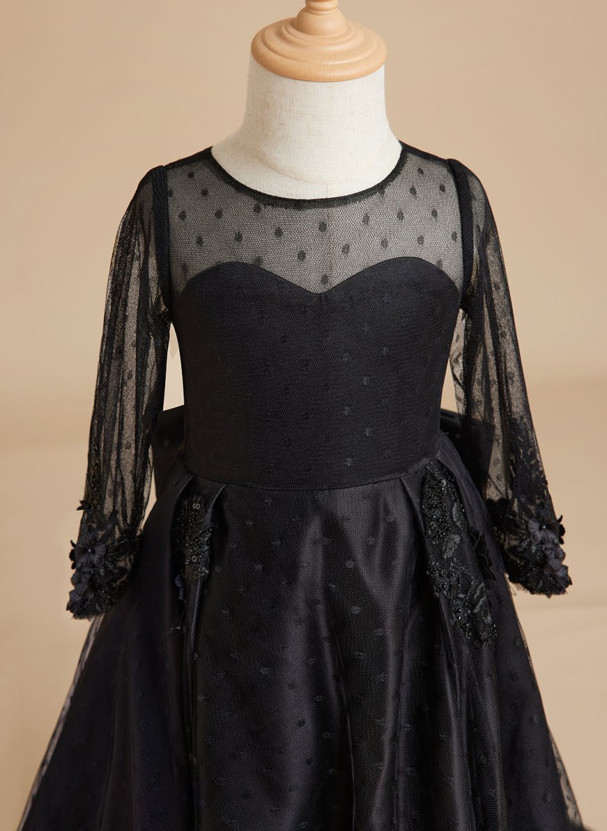 NumberSea - Ball - Gown/Princess Satin Sweep Train Black Dress