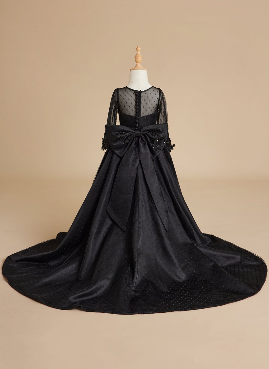 NumberSea - Ball - Gown/Princess Satin Sweep Train Black Dress