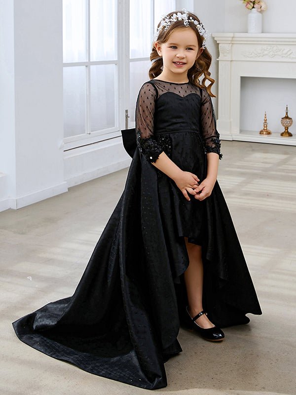 NumberSea - Ball - Gown/Princess Satin Sweep Train Black Dress