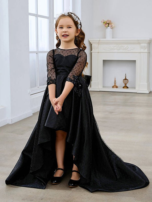 NumberSea - Ball - Gown/Princess Satin Sweep Train Black Dress