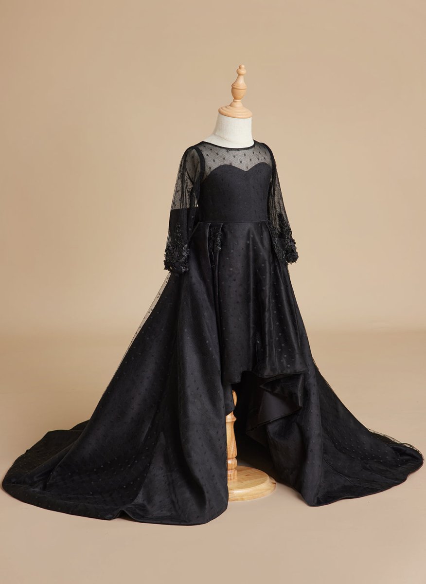 NumberSea - Ball - Gown/Princess Satin Sweep Train Black Dress