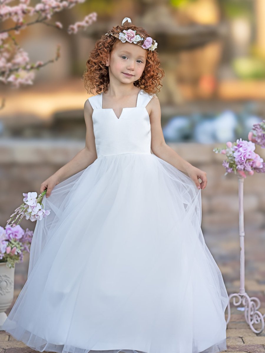 NumberSea - Ball - Gown/Princess Satin Tulle Ankle - length Flower Girl Dress