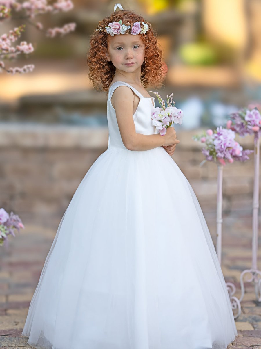 NumberSea - Ball - Gown/Princess Satin Tulle Ankle - length Flower Girl Dress