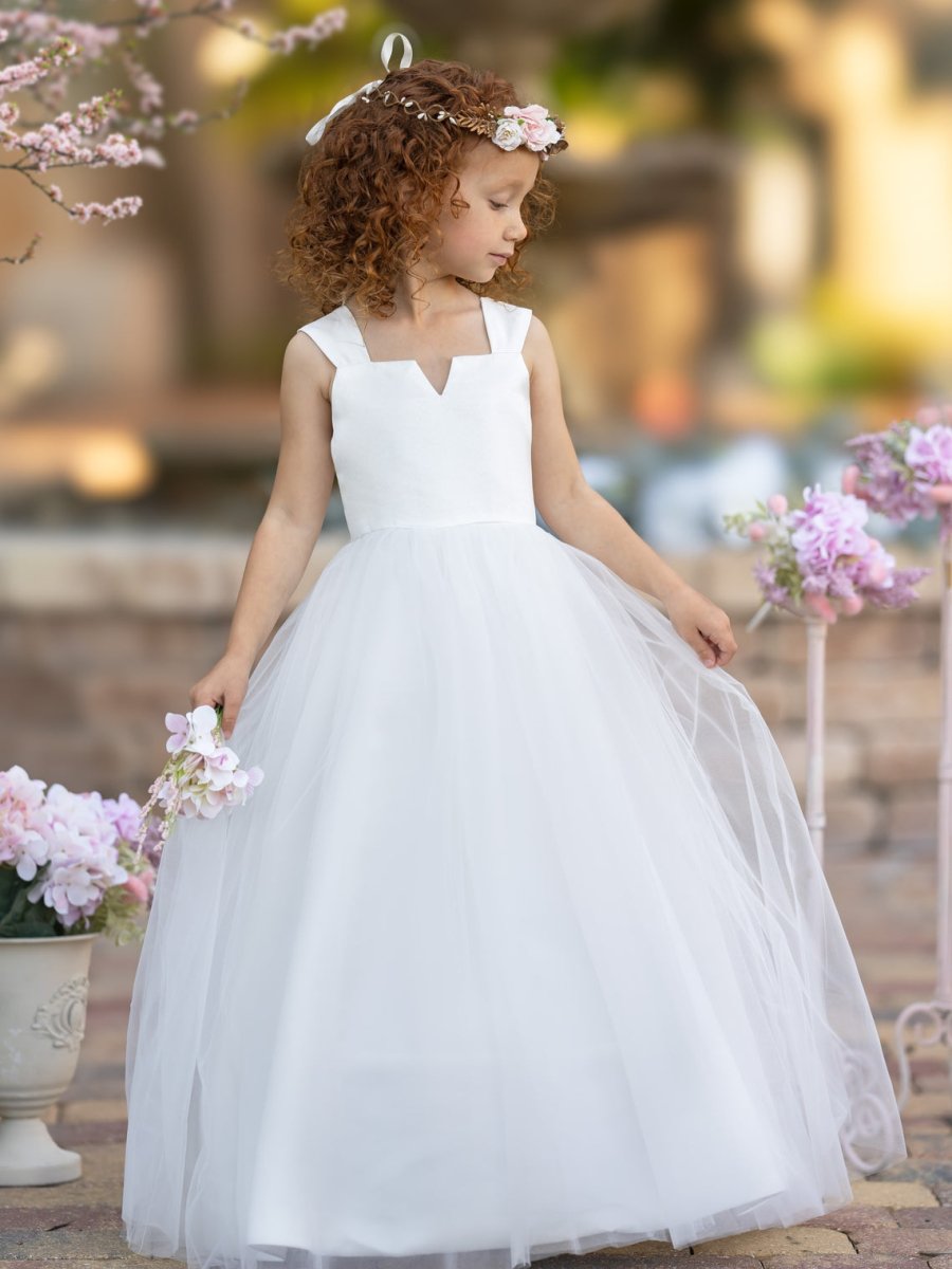 NumberSea - Ball - Gown/Princess Satin Tulle Ankle - length Flower Girl Dress