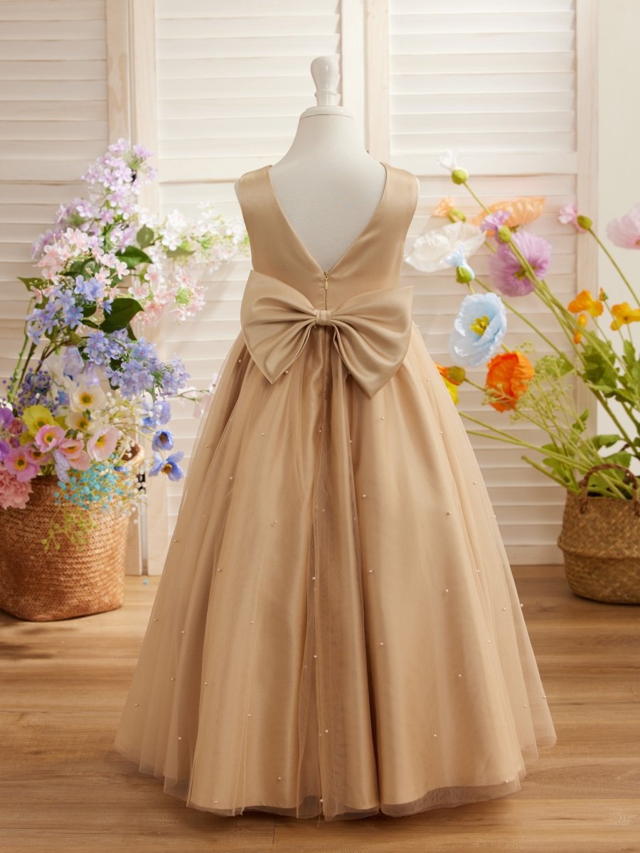 NumberSea - Ball - Gown/Princess Satin Tulle Champagne Flower Girl Dress