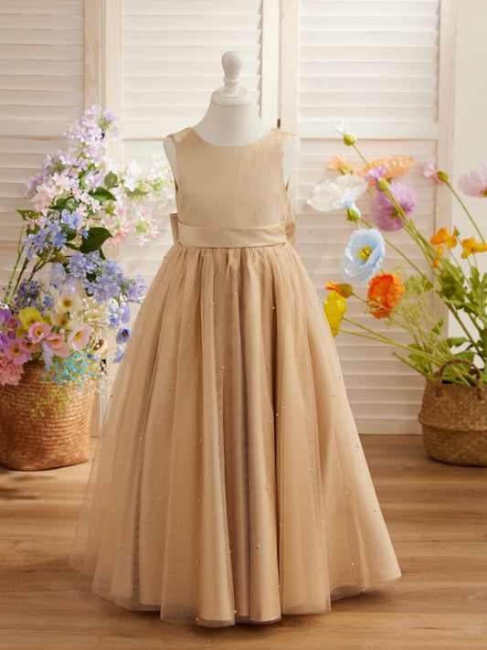 NumberSea - Ball - Gown/Princess Satin Tulle Champagne Flower Girl Dress