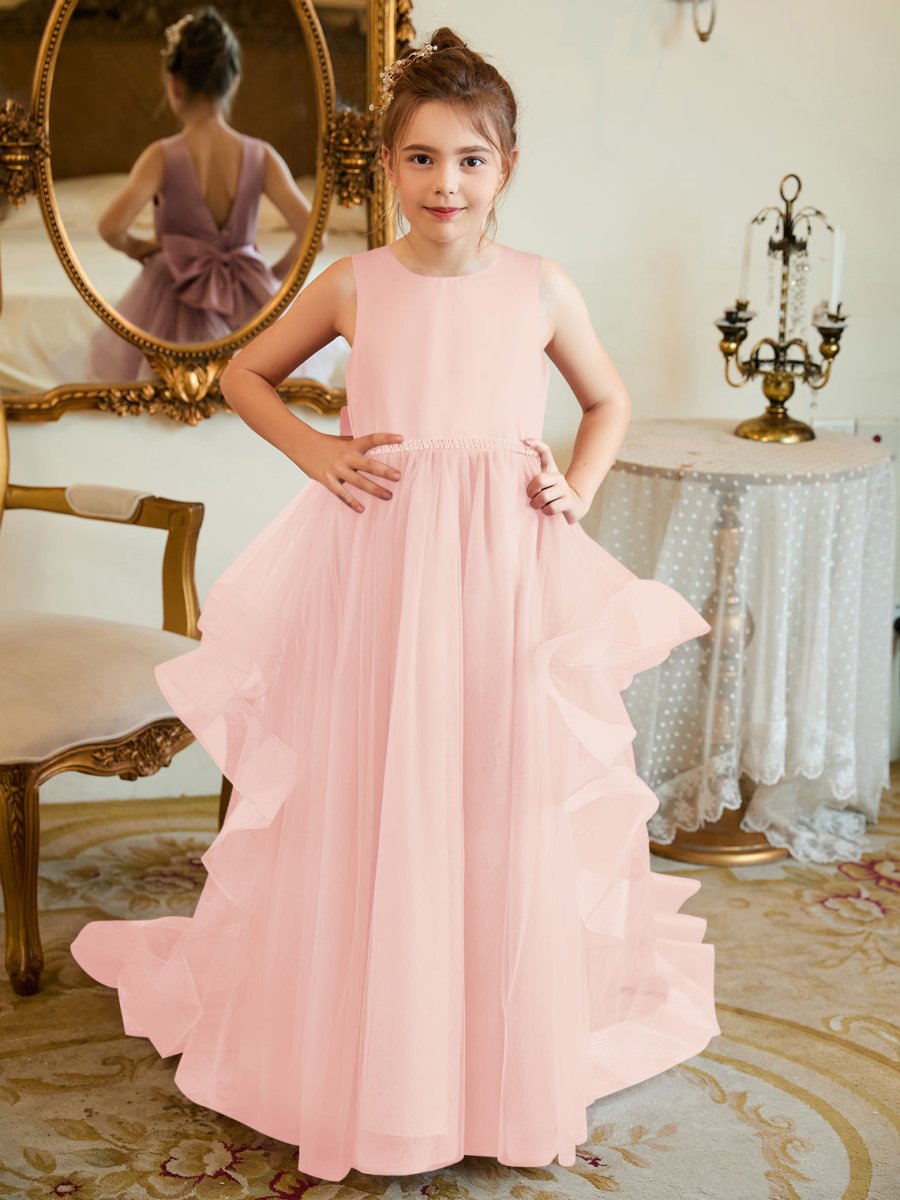 NumberSea - Ball - Gown/Princess Satin Tulle Floor - length Flower Girl Dress