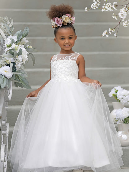 NumberSea - Ball - Gown/Princess Satin Tulle Floor - length Flower Girl Dress