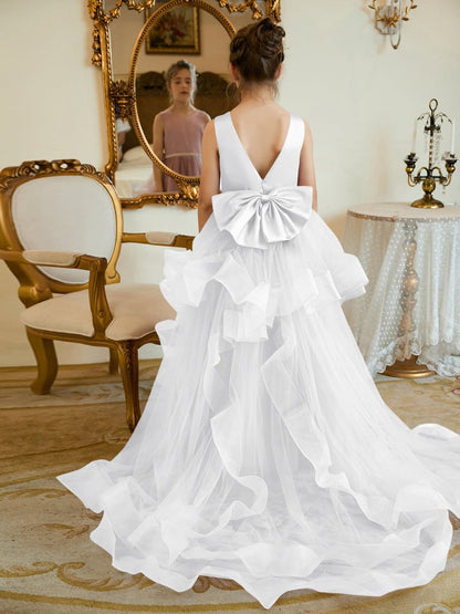 NumberSea - Ball - Gown/Princess Satin Tulle Floor - length Flower Girl Dress