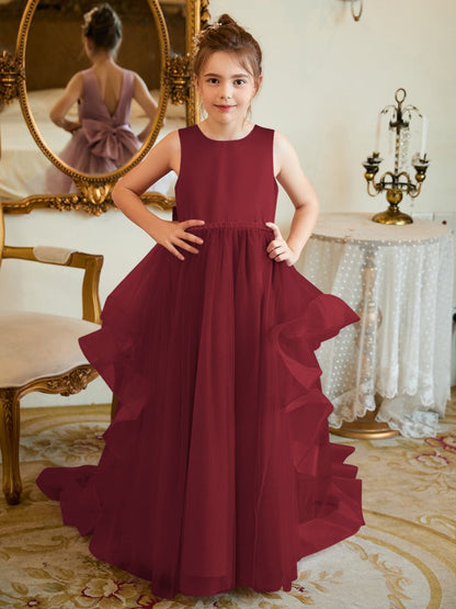 NumberSea - Ball - Gown/Princess Satin Tulle Floor - length Flower Girl Dress