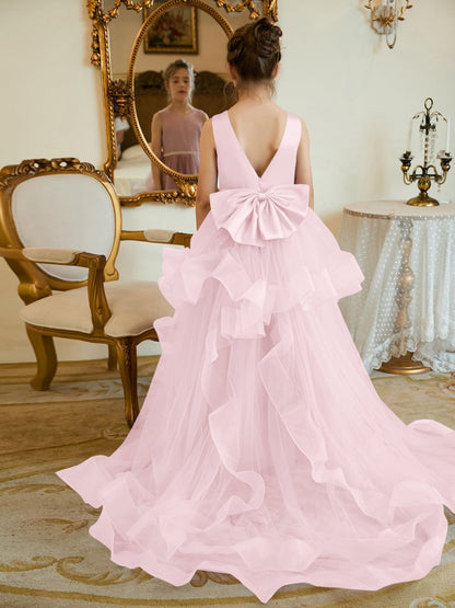 NumberSea - Ball - Gown/Princess Satin Tulle Floor - length Flower Girl Dress