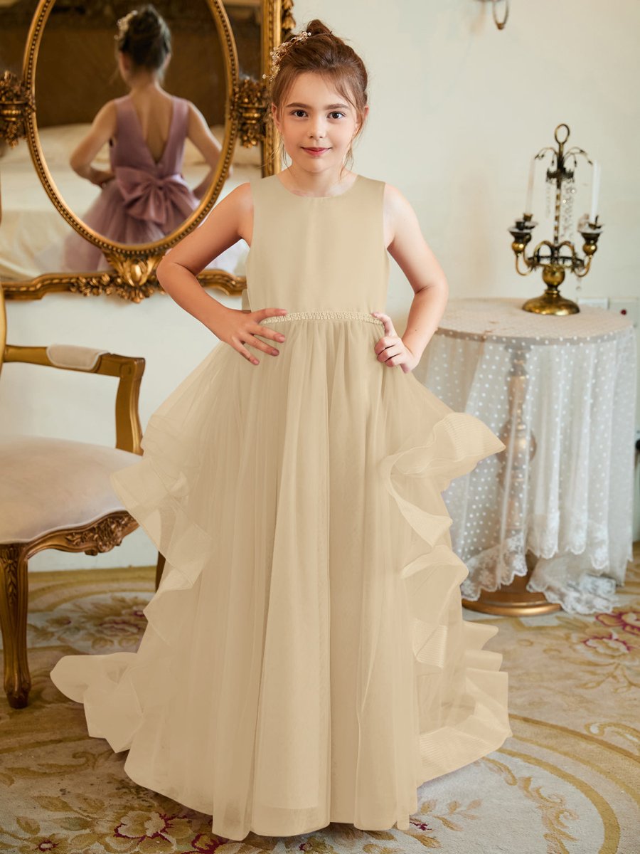 NumberSea - Ball - Gown/Princess Satin Tulle Floor - length Flower Girl Dress