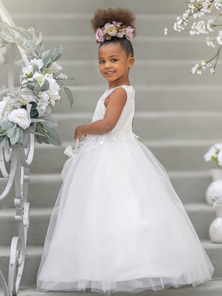 NumberSea - Ball - Gown/Princess Satin Tulle Floor - length Flower Girl Dress