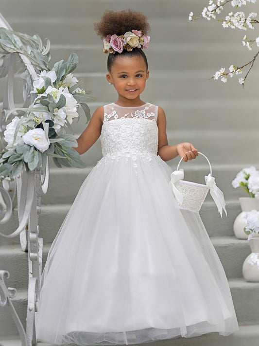 NumberSea - Ball - Gown/Princess Satin Tulle Floor - length Flower Girl Dress