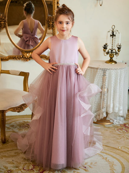 NumberSea - Ball - Gown/Princess Satin Tulle Floor - length Flower Girl Dress