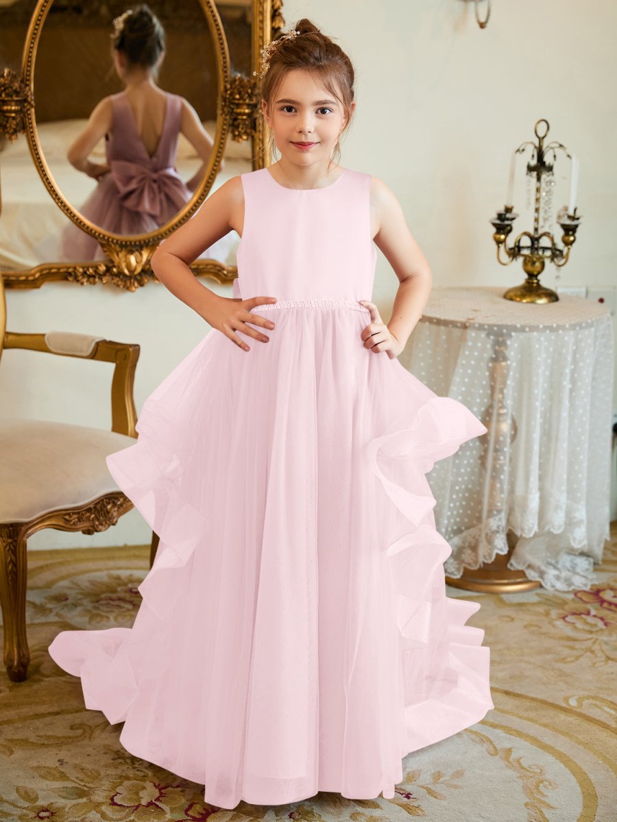 NumberSea - Ball - Gown/Princess Satin Tulle Floor - length Flower Girl Dress