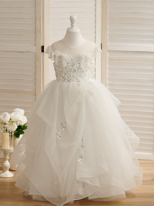 NumberSea - Ball - Gown/Princess Satin Tulle Floor - length Flower Girl Dress